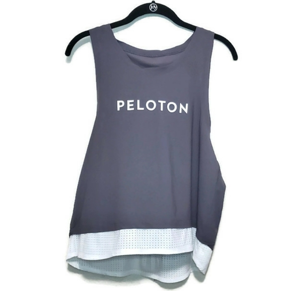 Peloton Tops - Peloton gray workout tank top whote mesh